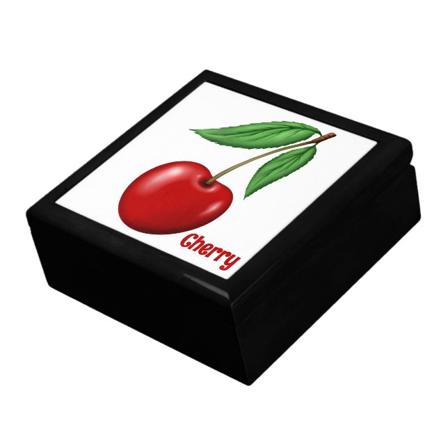 Red Cherry Personalized Keepsake Jewelry Box (Side)