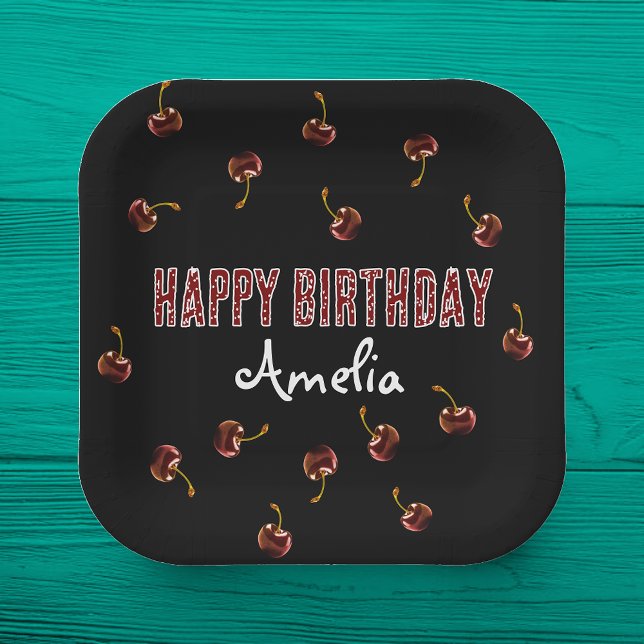 Red Cherry Personalized Party Paper Plates (Creator Uploaded)