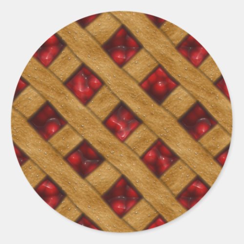 Red Cherry Pie Pattern for Bakers Classic Round Sticker