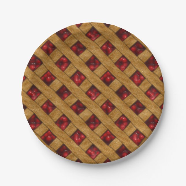 Red Cherry Pie Pattern for Bakers Paper Plates (Front)