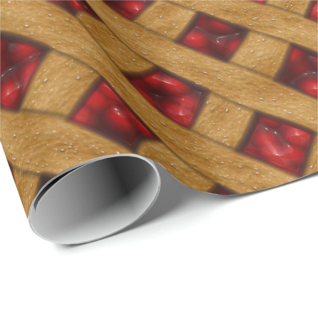 Red Cherry Pie Pattern for Bakers Wrapping Paper (Roll Corner)