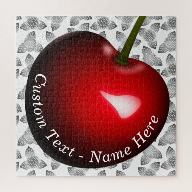 Red Cherry Puzzle with Custom Text (Vertical)