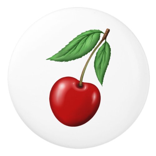 Red Cherry Retro Style Fruit Design Ceramic Knob