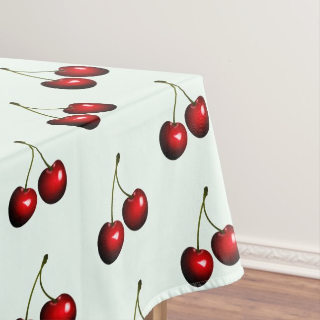 Red Cherry Tablecloth - Choose Color (In Situ)