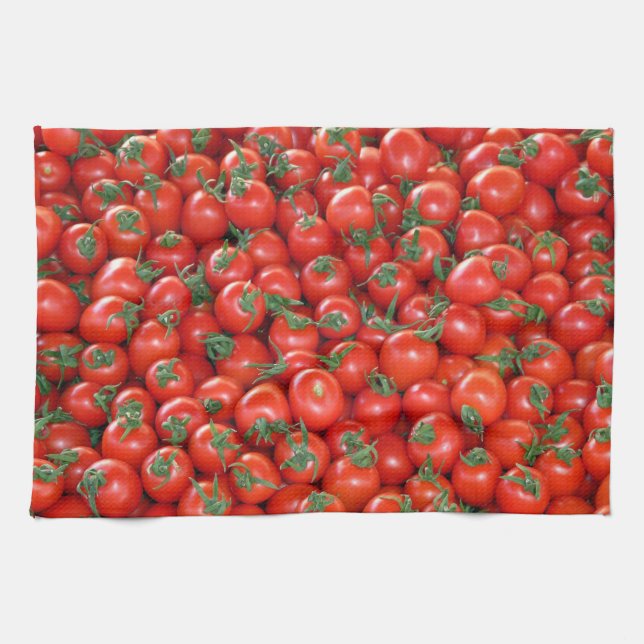 Red Cherry Tomatoes Pattern Towel (Horizontal)