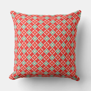Red Cherry Top View Petals Throw Pillow