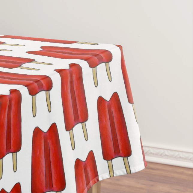 Red Cherry Twin Pop Popsicle Ice Lolly Summer Food Tablecloth (In Situ)
