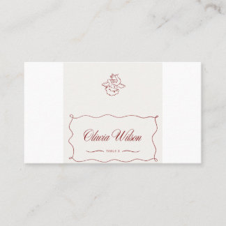 Red Cherub Wedding Place Card – Elegant Escort Sea