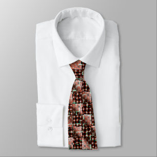 Red chess squares subjected to destructive mosaic neck tie