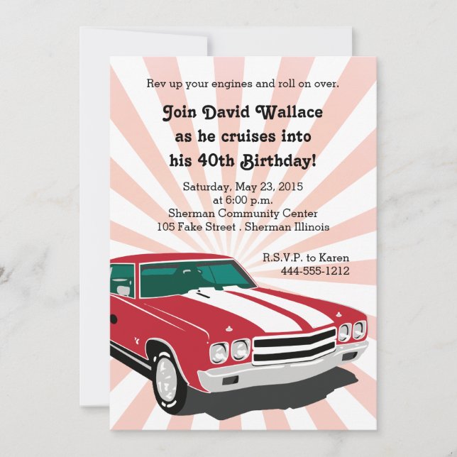 Red Chevelle Party Invitation (Front)