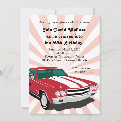 Red Chevelle Party Invitation