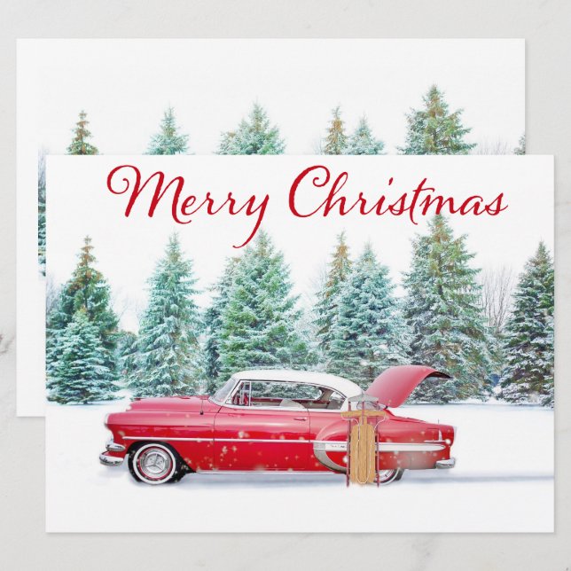 Red Chevrolet Christmas   Holiday Card (Front/Back)