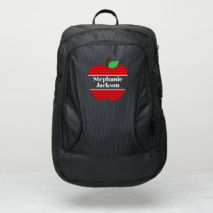 Red chevron apple custom name teacher port authority® backpack