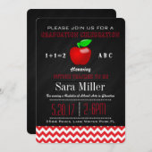 Red Chevron /Apple Teacher Graduation Invitation (Front/Back)