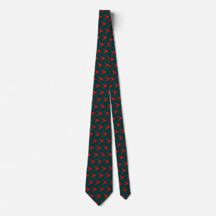 Red Chevron Arrow - Dark Green Neck Tie