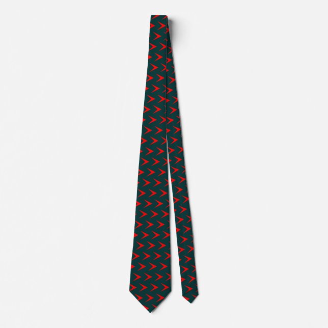 Red Chevron Arrow - Dark Green Neck Tie (Front)