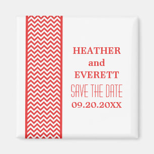 Red Chevron Border Save the Date Magnet