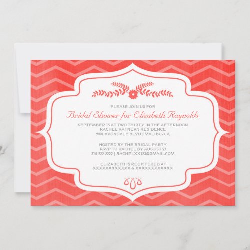 Red Chevron Bridal Shower Invitations