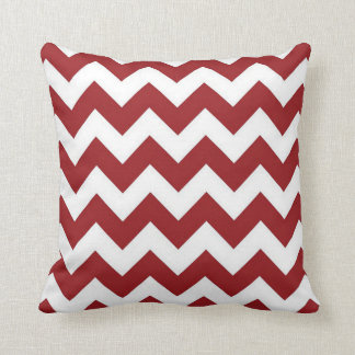 Red Chevron Cotton Throw Pillow 16" x 16"