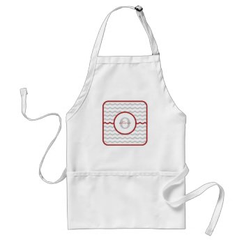 Red Chevron Monogram Adult Apron by snowfinch at Zazzle