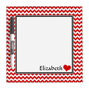 Red Chevron Personalized 8" Dry-Erase Board
