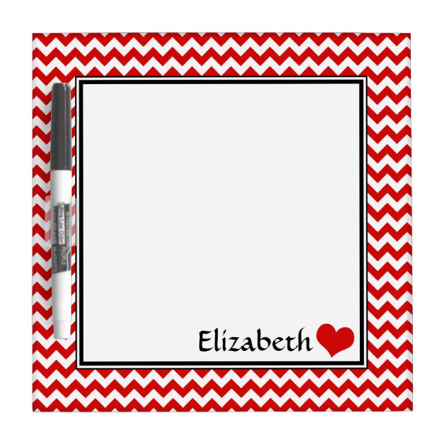 Red Chevron Personalized 8" Dry-Erase Board (Front)