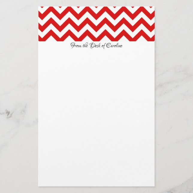 Red Chevron Personalized Stationery (Front)