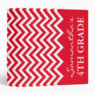 Red chevron school binder for 4th grade teacher