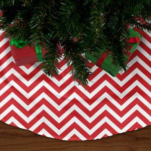 Red Chevron Stripes Brushed Polyester Tree Skirt
