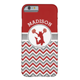 Red Chevron Stripes Monogrammed Cheer/Pom Barely There iPhone 6 Case