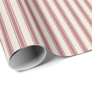 Red Chevrons Ticking Stripes on Sand-Colored Wrapping Paper