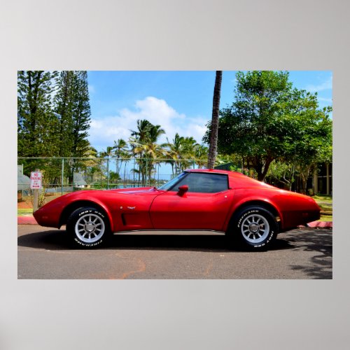 Red Chevy Corvette Poster