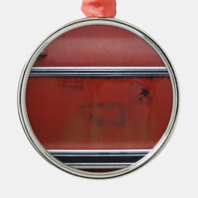 Red Chevy silver trim Metal Ornament (Front)