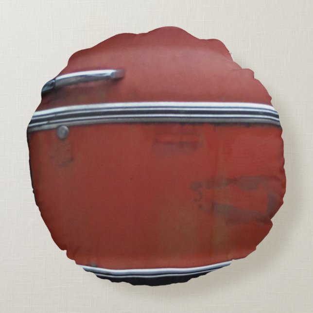Red Chevy silver trim Round Pillow (Back)