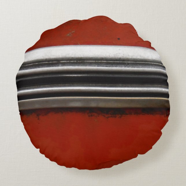 Red Chevy silver trim Round Pillow (Back)