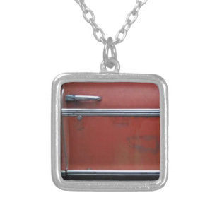 Red Chevy silver trim Silver Plated Necklace