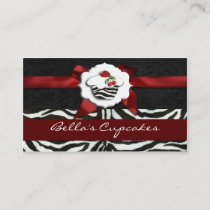 red chic cupcake business Cards