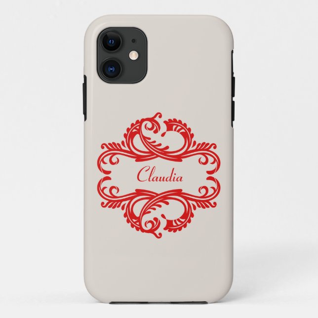 Red Chic Damask BT iPhone 5 Case (Back)