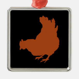 Red Chicken Hen Metal Ornament
