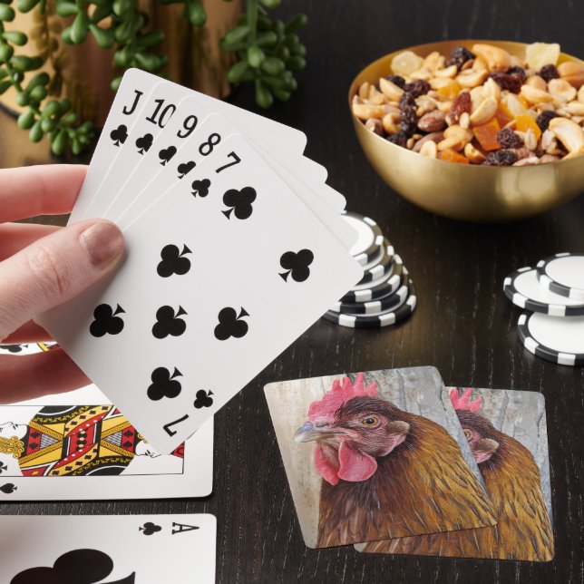 Red Chicken Hen Photo Poker Cards (In Situ)