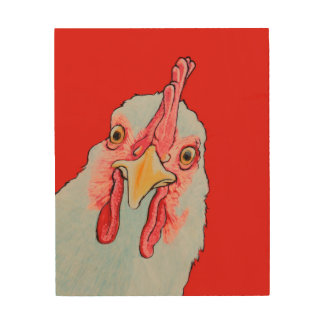 Red chicken wood wall decor