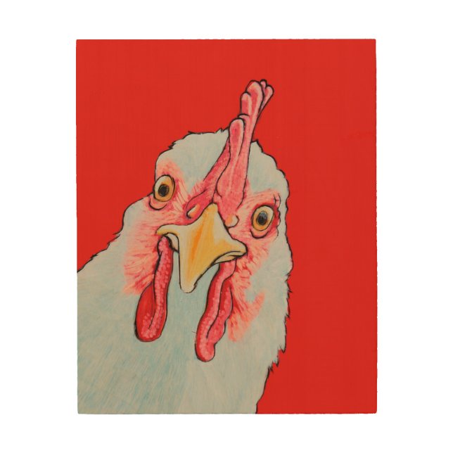 Red chicken wood wall decor (Front)