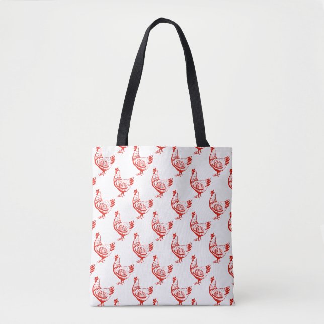 Red Chickens Tote Bag (Front)