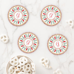 Red Chile Pepper Wreath Coaster Set