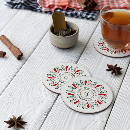 Red Chile Pepper Wreath Coaster Set