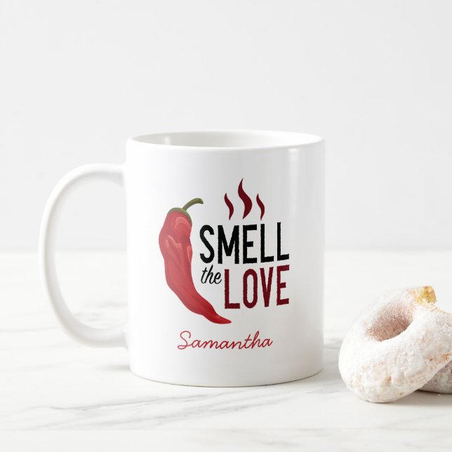 Red Chile Smell the Love Coffee Mug (With Donut)