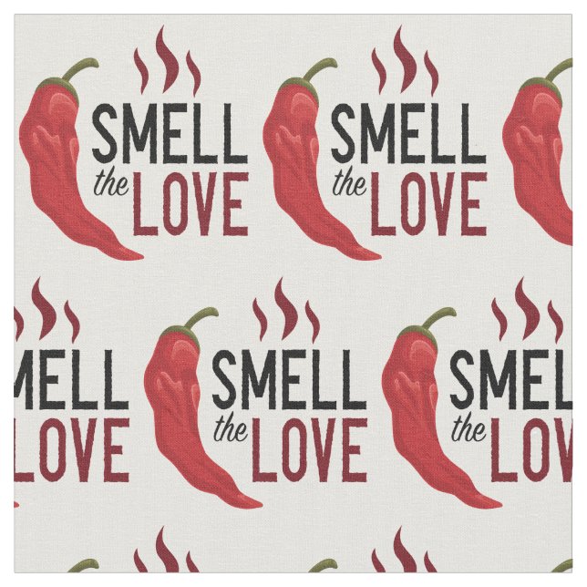 Red Chile Smell the Love Fabric (Close Up)