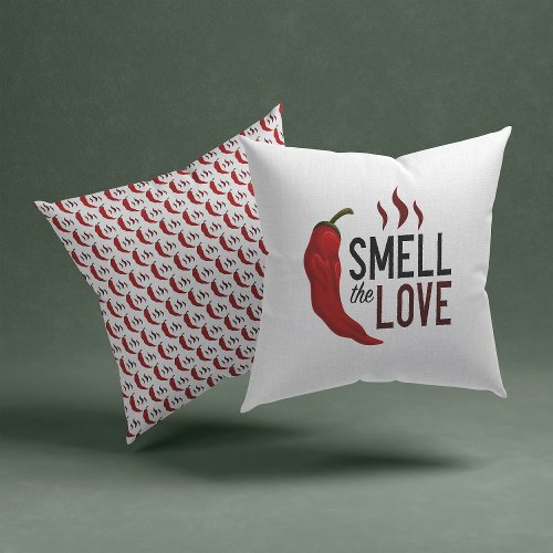 Red Chile Smell the Love Throw Pillow