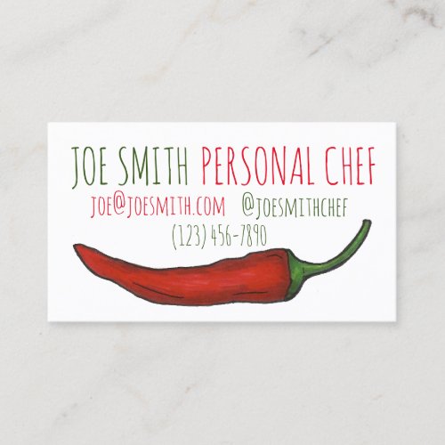 Red Chili Chile Pepper Chef Restaurant Cook Food Business Card