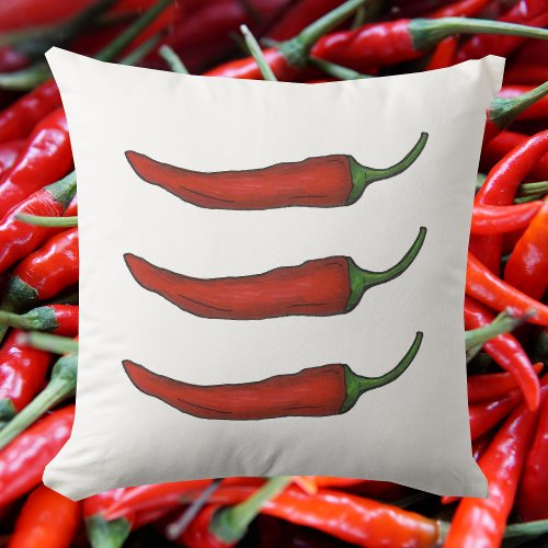 Red Chili Chile Pepper Hot Spicy Mexican Chilli Throw Pillow